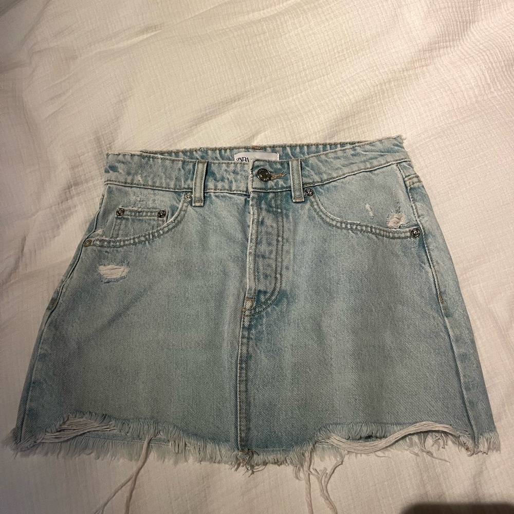 zara denim mini skirt